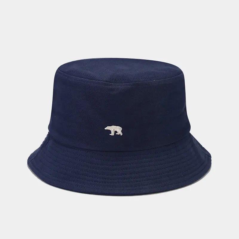 

Four Seasons Cotton Cartoon Bear Embroidery Bucket Hat Fisherman Hat Outdoor Travel Sun Cap for Men and Women 131