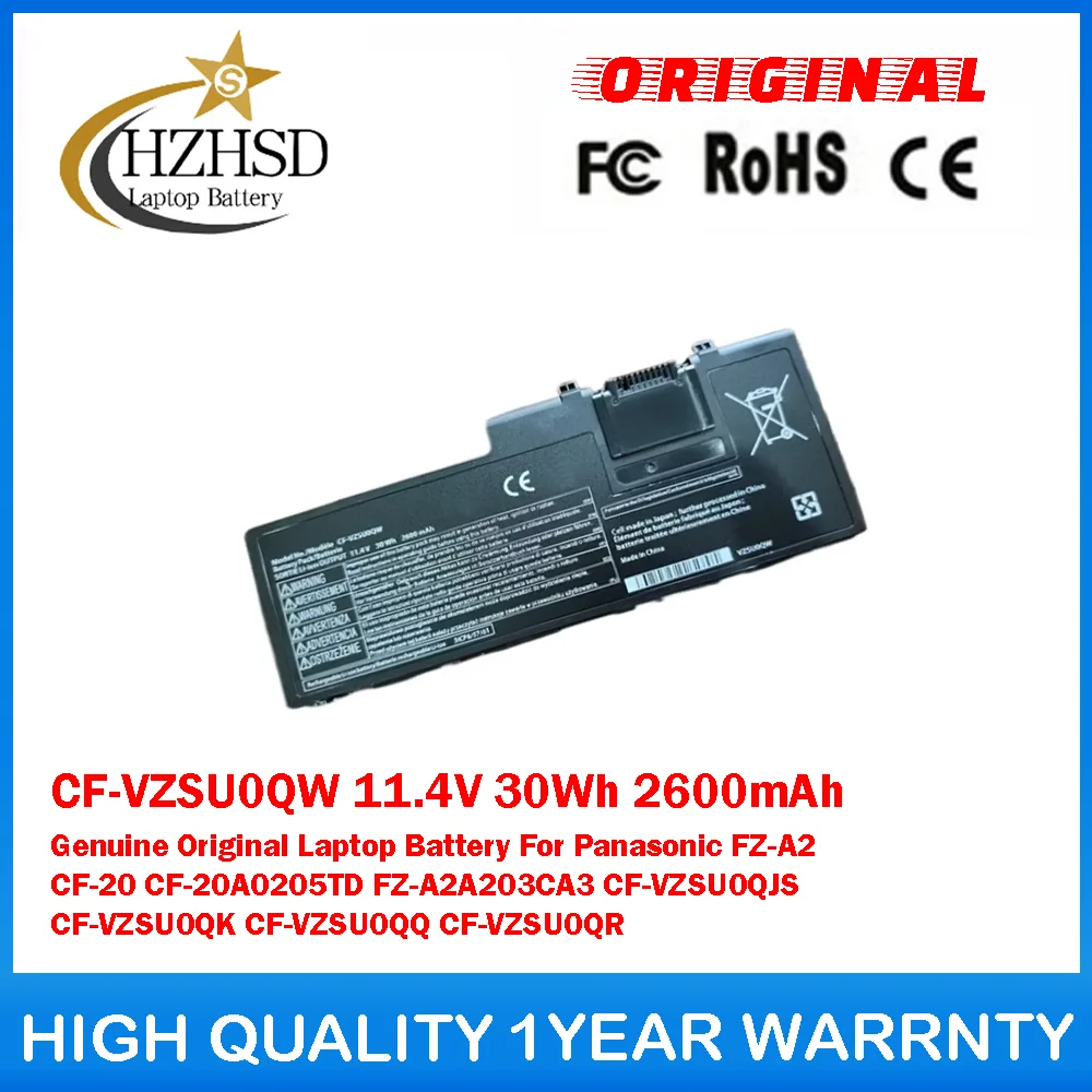 

CF-VZSU0QW 11.4V 30Wh 2600mAh Genuine Original Laptop Battery For Panasonic FZ-A2 CF-20 CF-20A0205TD FZ-A2A203CA3 CF-VZSU0QJS