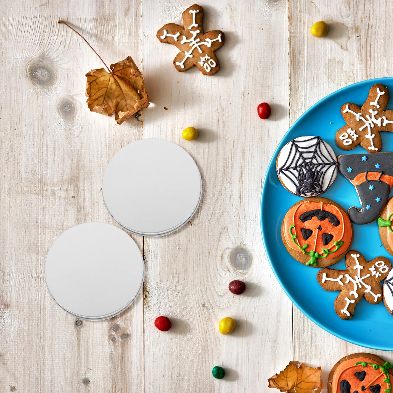 

4pcs Round Tin Sturdy Treat Storage Container Bakery Supplies Candy Cookie Box Party Favors Lightweight Tinplate Case For