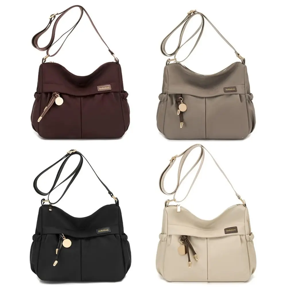 Lässige Nylon-Umhängetasche, leichte, einfarbige Umhängetasche, große Kapazität, Einzelschultertasche für Damen – Detail 5