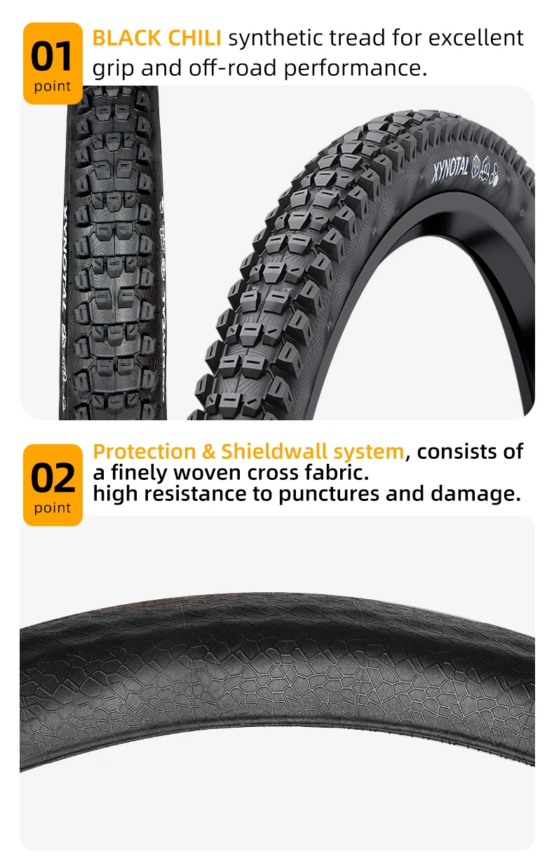 Continental Xynotal Mountainbike-Reifenfelge 27,5/29 MTB Tubeless Ready Anti Puncture 180TPI Faltreifen Off-Road Downhill-Reifen – Detail 4