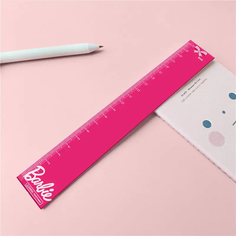 20cm Barbie Straight Ruler Cartoon Transparent Plastic Ruler Cute Girls Drawing Tool Student Stationery School Office Supplies