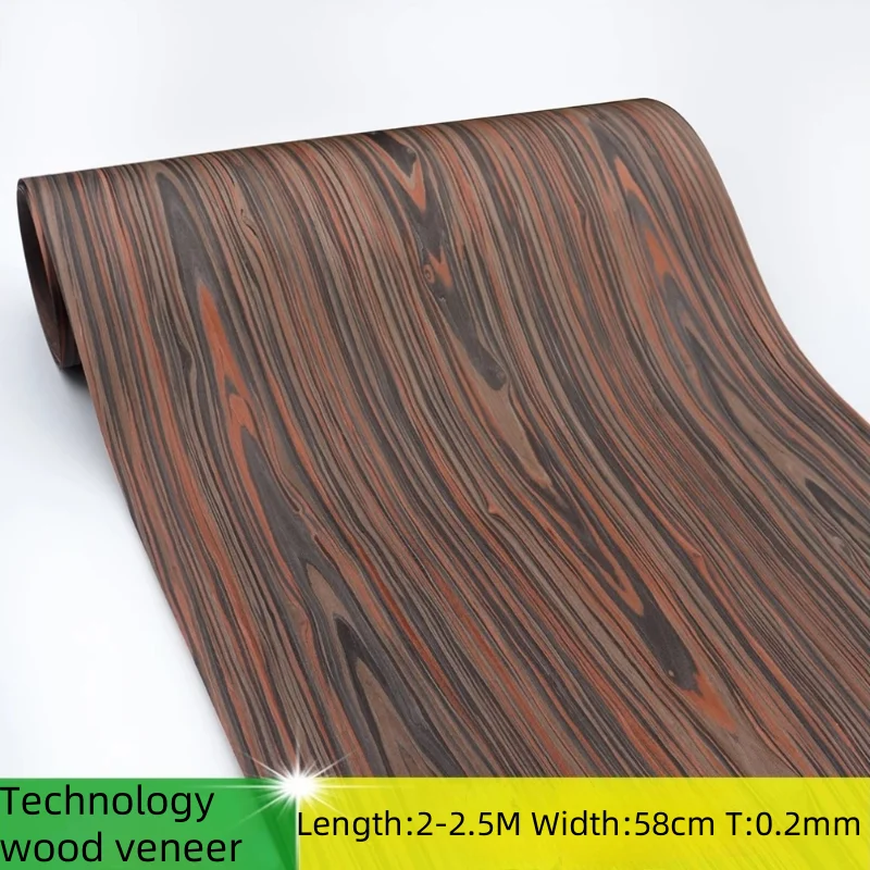 250X58cm Technology Black Cypress Wood Veneer Sheet for Crafts DIY Wooden Door Furniture Decoration Home Wall Panel Veneer