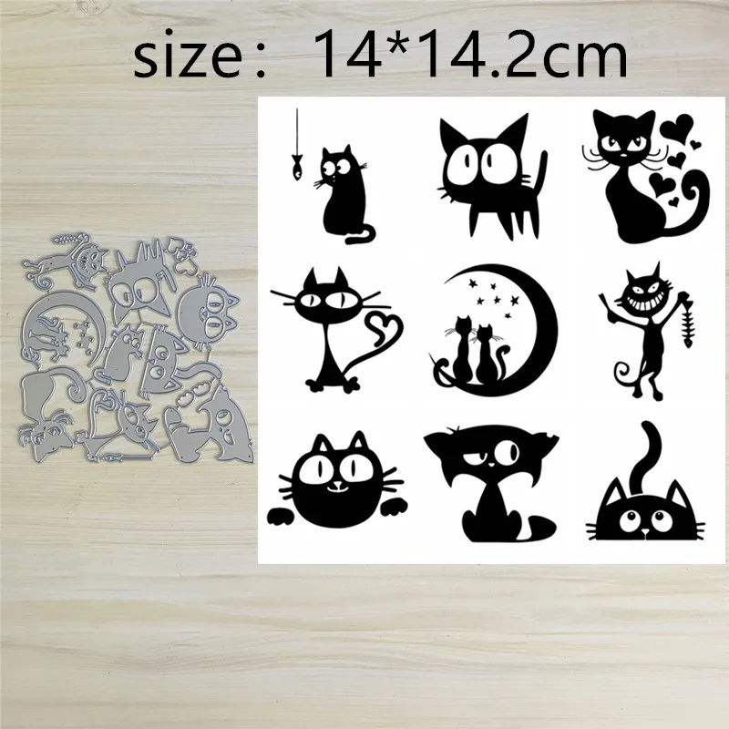 

Love Cat Moon Fish Metal Cut Dies Stencils for Scrapbooking Stamp/Photo Album Decorative Embossing DIY Paper Cards