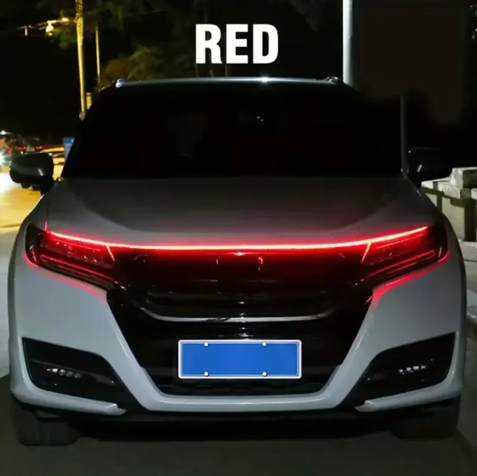 1PCS Dynamische meteor Led Auto Haube Lichter Streifen Universal Motorhaube Guide Dekorative Licht Bar Auto Scheinwerfer Auto Lauflicht