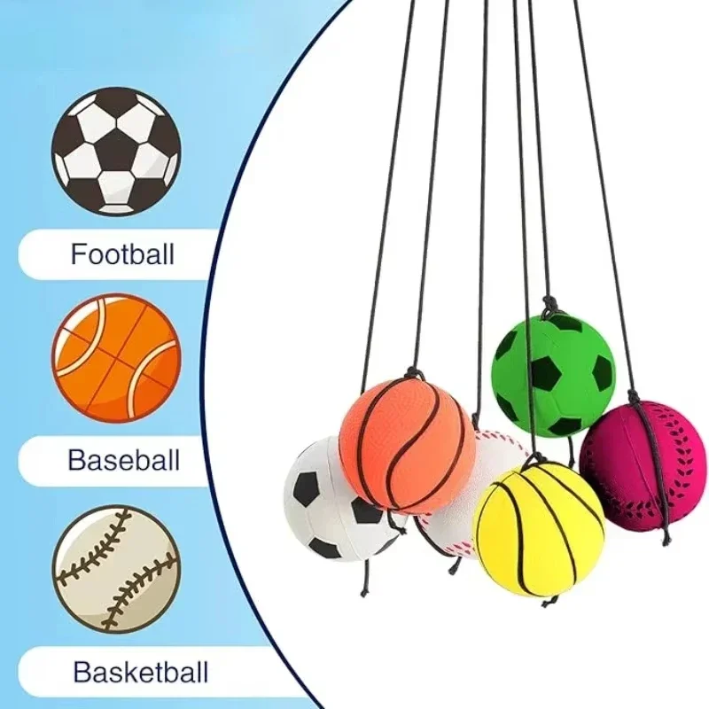 Pelota de Esponja Elástica con Cuerda de Nylon, Juego de Ejercicios, Pelota de Goma para Mano, Juguetes para Niños, Pelota con Banda para Dedos, Pelota de Yoga para Exteriores
