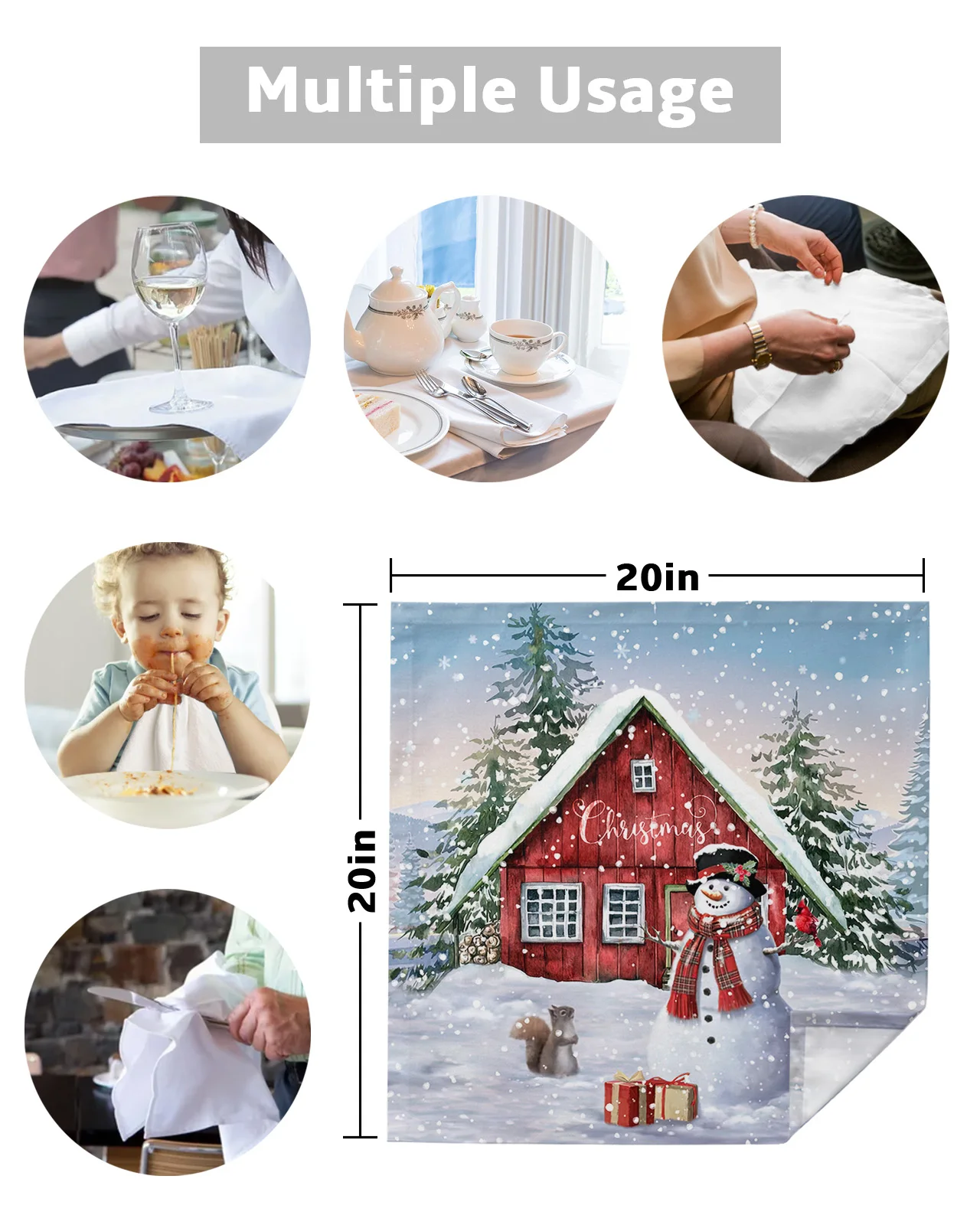 4/6/8 pz natale pupazzo di neve confezione regalo tovaglioli da tavola panno ristorante tovaglioli da tavola banchetto di nozze Decor tovaglioli di stoffa