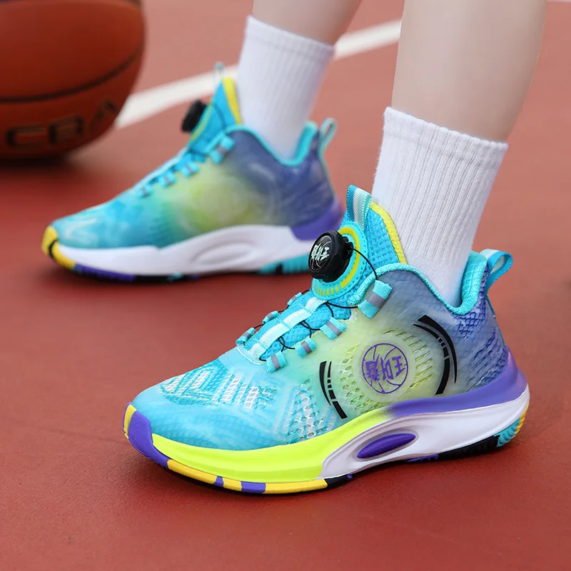 Children's basketball shoes 2024 summer boys breathable mesh sports shoes students actual basketball shoes friction sound