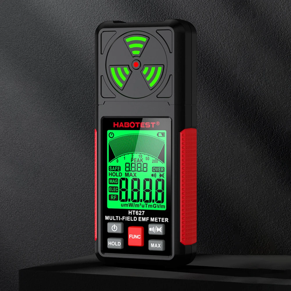 HT627 3 في 1 اختبار مجال تردد الراديو الخلفية Lcd المحمولة الرقمية EMF متر الجرس إنذار السيارات قبالة للأجهزة المنزلية