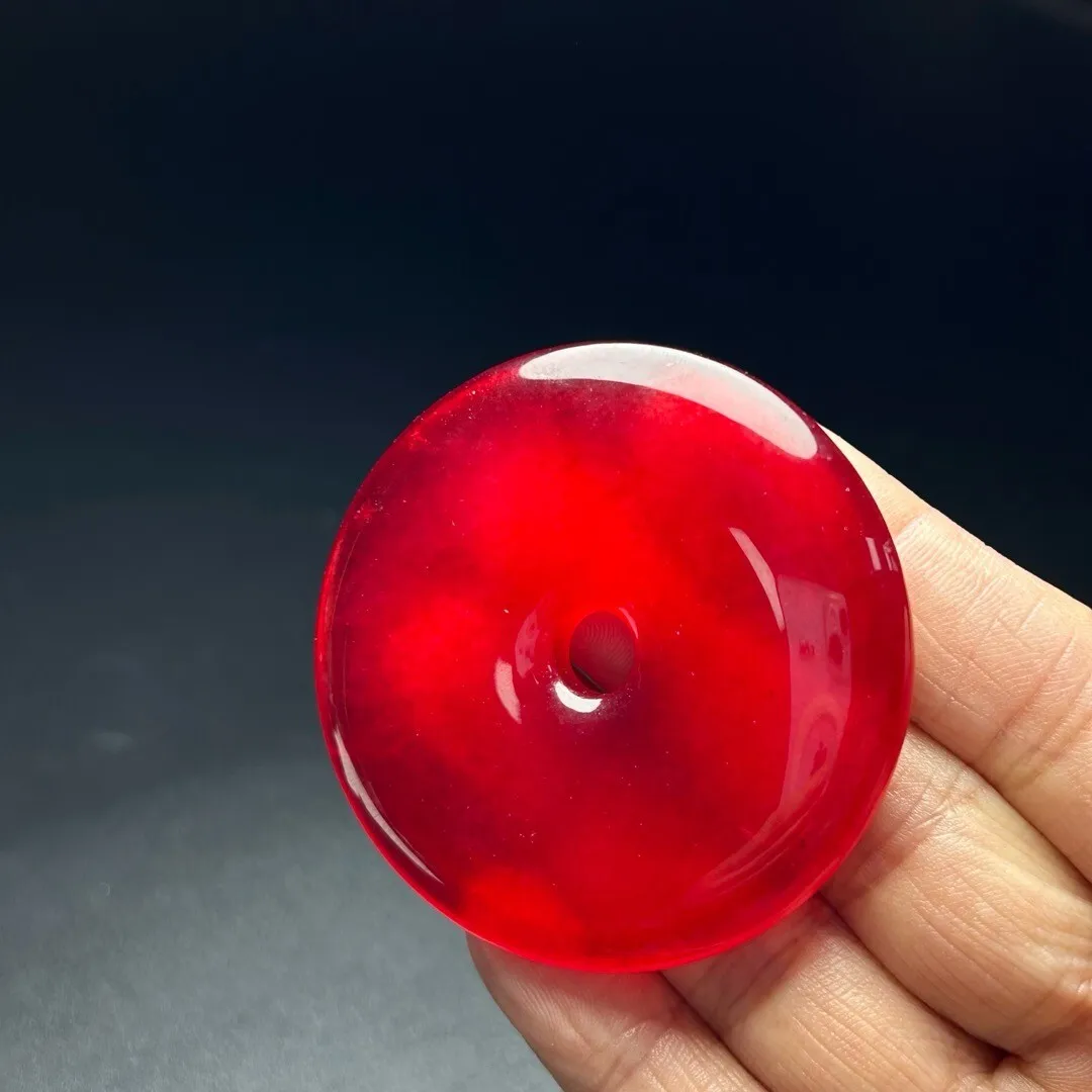 Natural High Ice red Jade Jadeite Peace buckle Pendant&Necklace