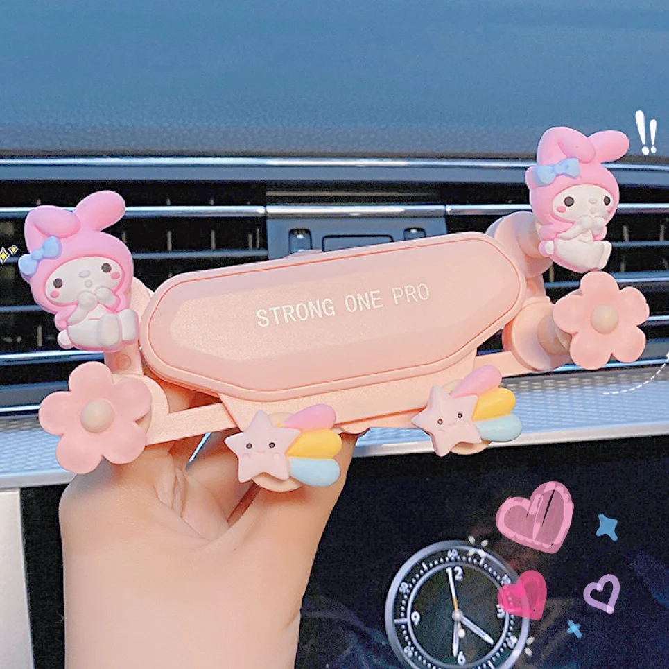

Sanrio Hello Kitty Cartoon Car Universal Bracket Anime Car Accessories Car Portable Cell Phone Bracket Children's Gifts