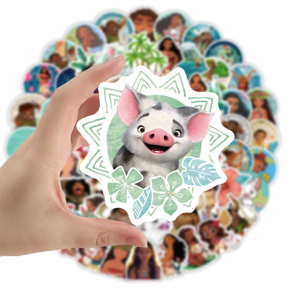 10/30/50/100 pçs disney bonito moana anime adesivos dos desenhos animados decalques diy scrapbook mala portátil decoração do carro adesivo diversão fot brinquedo