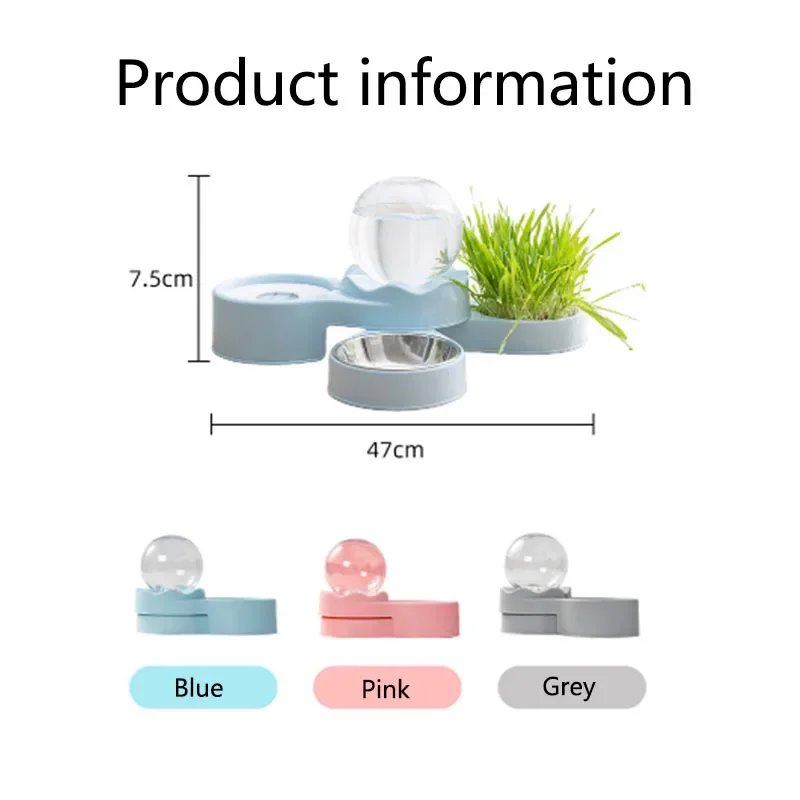 3 In 1 Pet Cat Bowl Water Dispenser Dog Food Container Drinking Bowl Cat Mint Cat Grass Cat Snack Feeders Dogs Bowl Pet Supplies