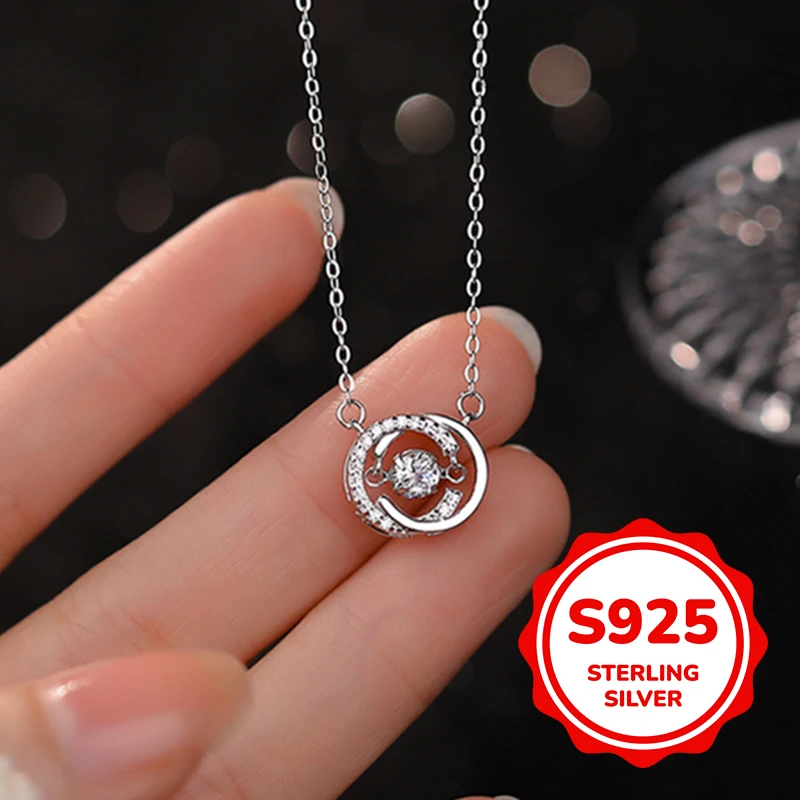 

s925 sterling silver ‘double C flashing heart’ necklace for women light luxury classic elegant fashion retro simple casual daily