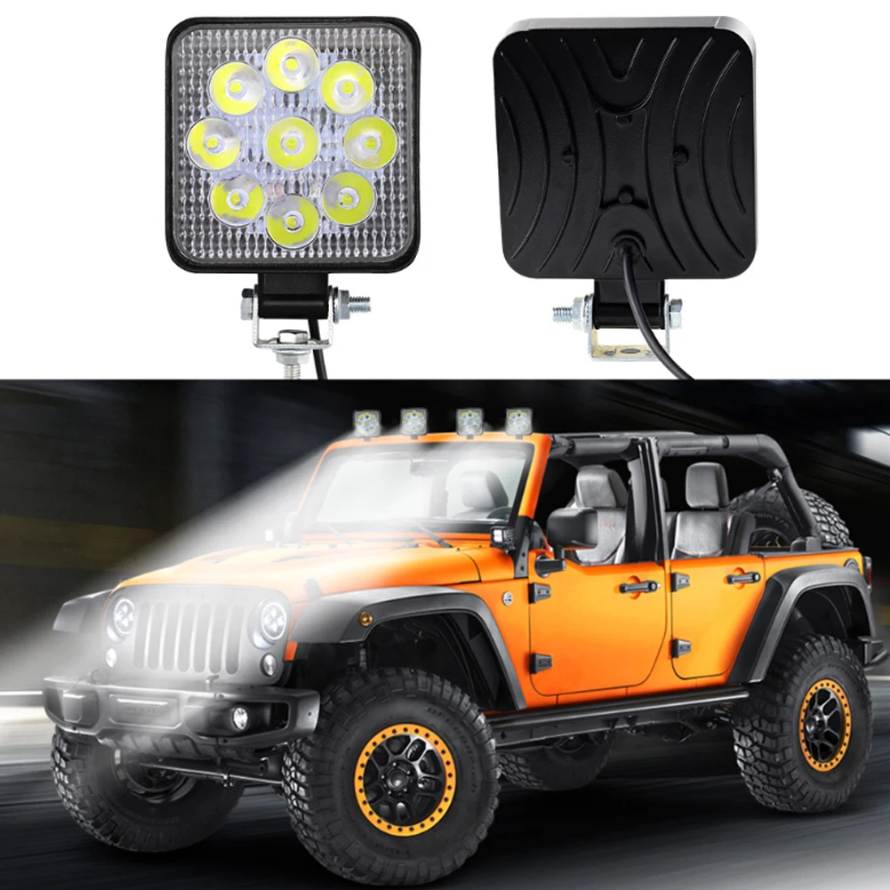 

1pc/2pcs 3" LED Work Light 12-24V 27W Light Bar Square Spot 6000K Fog Lamp Waterproof For Off-road Truck SUV ATV 4WD