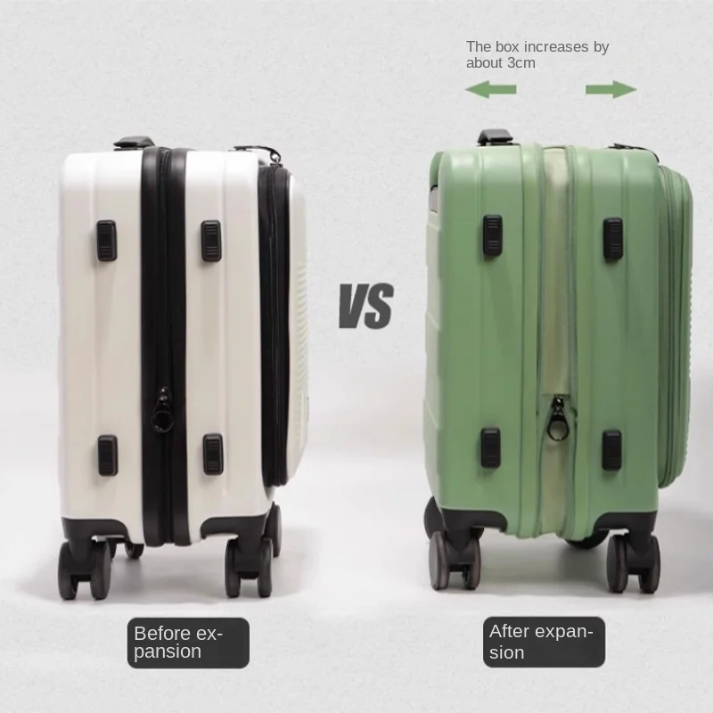 14-inch Compact Carry-On Luggage for Men and Women 16-inch Children's Front-Opening Expandable Trolley Travel Lockable Suitcase