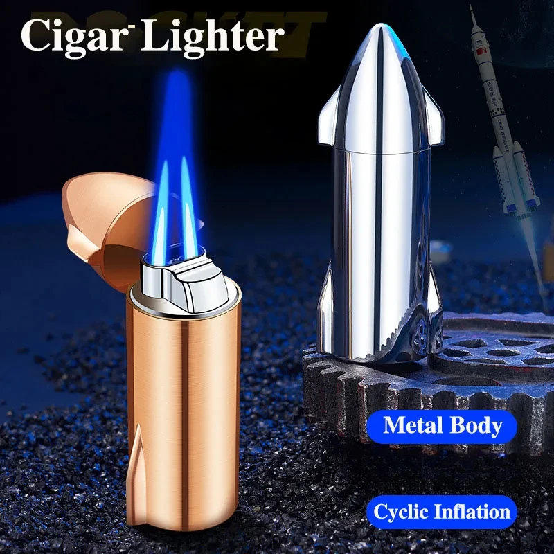 

Creative Double Direct-flush Lighters Tough Fire Windproof Lighters Outdoor Convenient Barbecue Camping Pistol Men's Tool