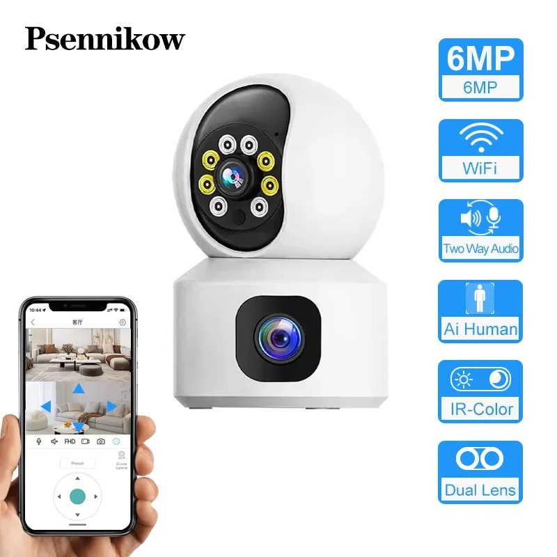 ICAM365 4K 8MP عدسة مزدوجة 6MP واي فاي IP PTZ قبة داخلي تتبع تلقائي اتجاهين مراقبة أمن الصوت اللون للرؤية الليلية