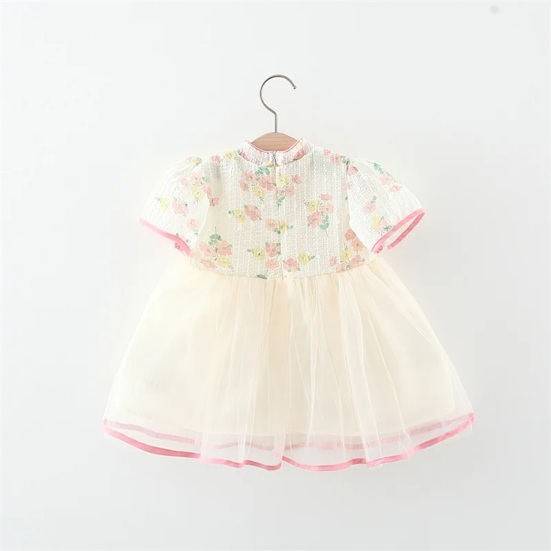 Summer New For Baby Girl Dress Chinese Style Young Children\'s Clothing Short Sleeve Mesh Infant Kids Costume 0 To 3 Years Old