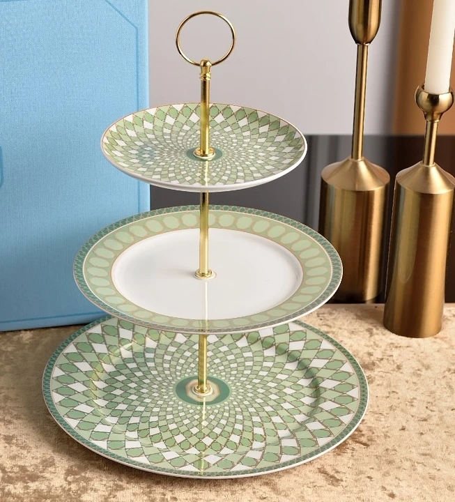 Keramik 3-lagiger 8+10,5 Zoll Dim Sum Rack Dessertteller