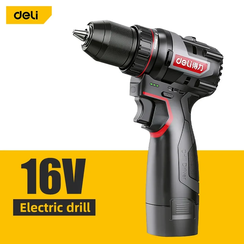 Deli 16V 45N.m Brushless Cordless Drill Self-locking Chuck Electric Screwdriver 20+1 Torque Settings 2-Speeds Power Tools