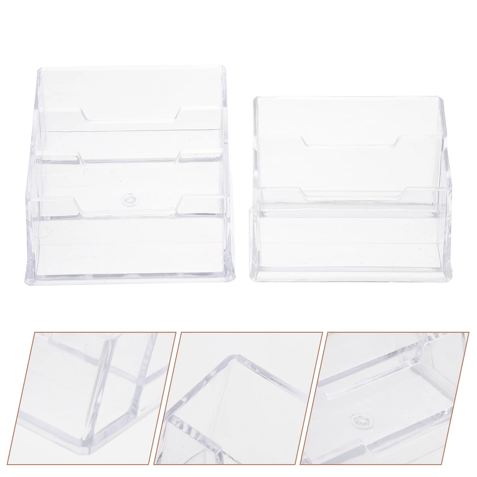 

2pcs Business Holder Large Capacity Office Supply Desktop Stand Acrylic Business Box Multi-Function Card Case