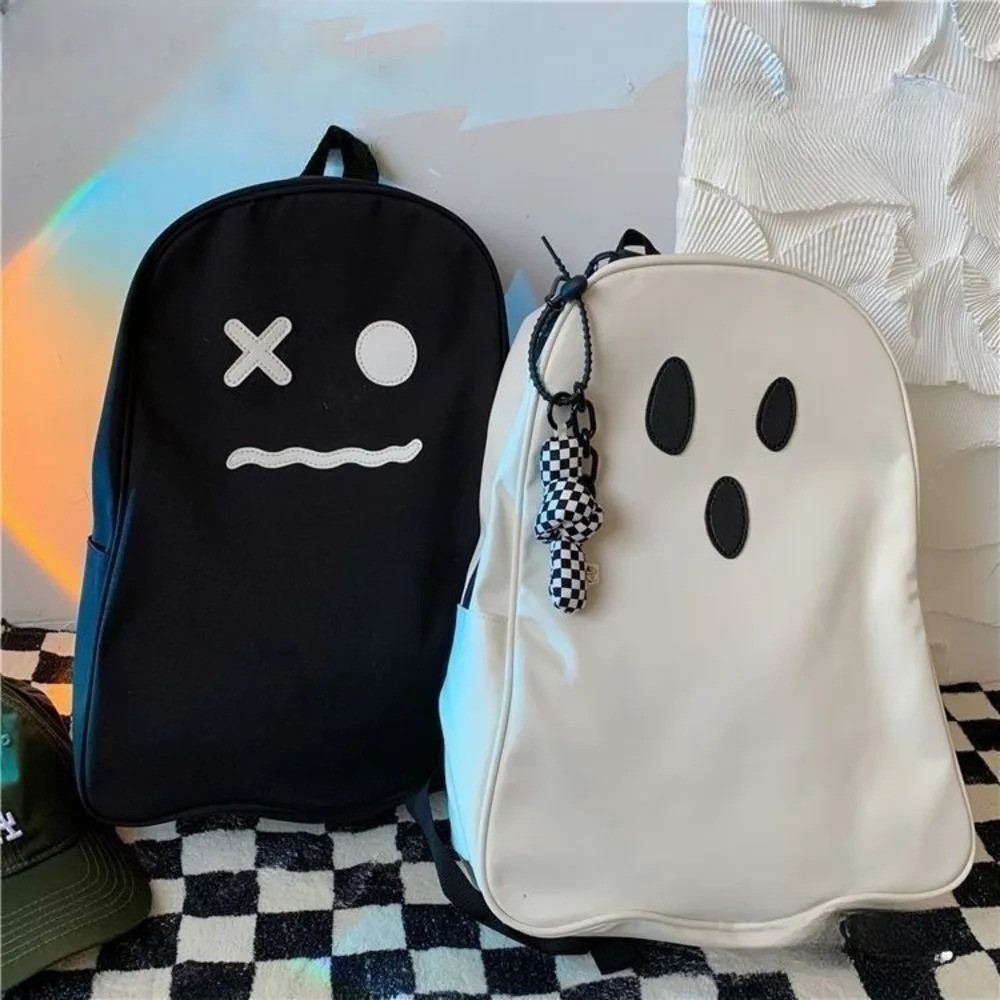 Funny Ghost Backpack Halloween Bag Large Capaci Ugly-cute Personalized Unisex Student School Bag Nylon Travel Daypack Bookbag