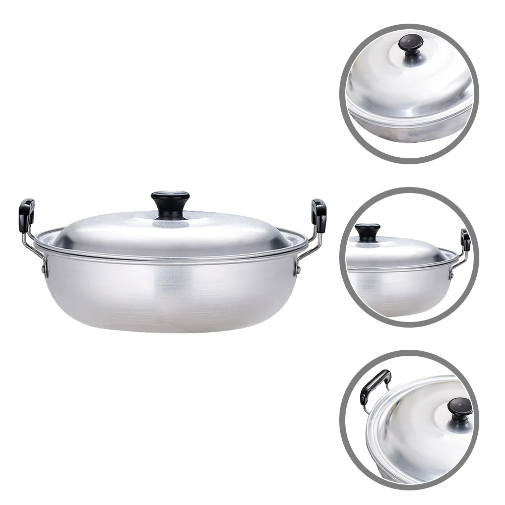 

Thickened Aluminum Soup Pot Korean Ramen Noodle Cooker Non-Slip Handle Flame Proof Cooking Pan For Stew Noodles Kitchen