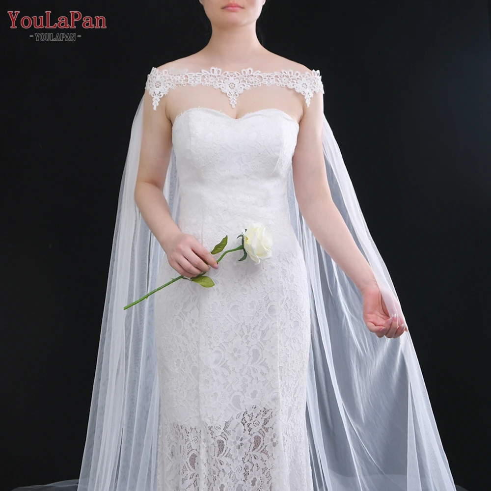 Youlapan G29 Bridal Bolero off Shoulder Wedding Cape Veil Soft Summer Cloak for Women Cathedral Wedding Veil Top for DIY Bride