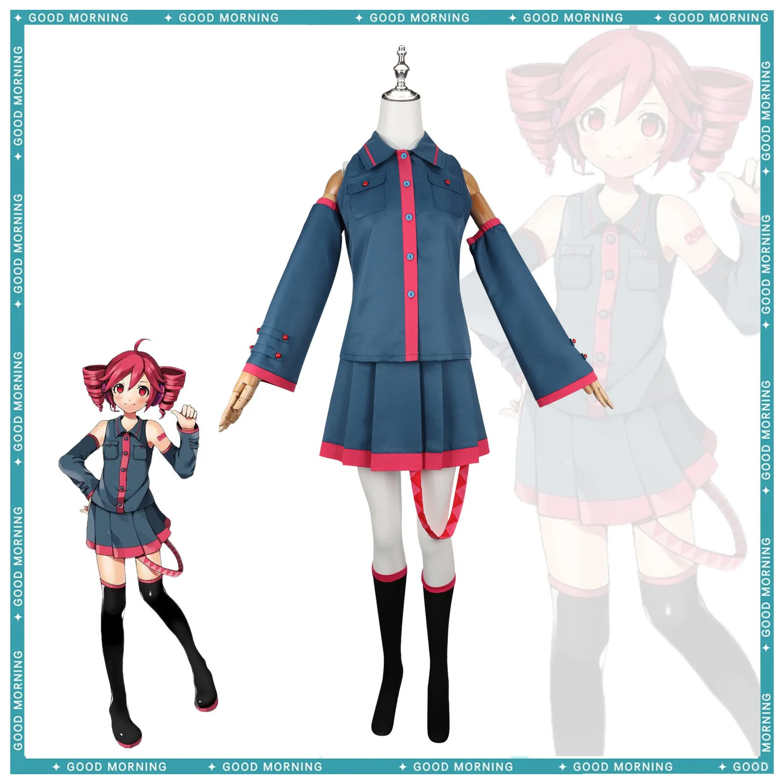 Vocaloid UTAU Stress Formula Blue Uniform Initial Female Anime Game Future Cossuit Set