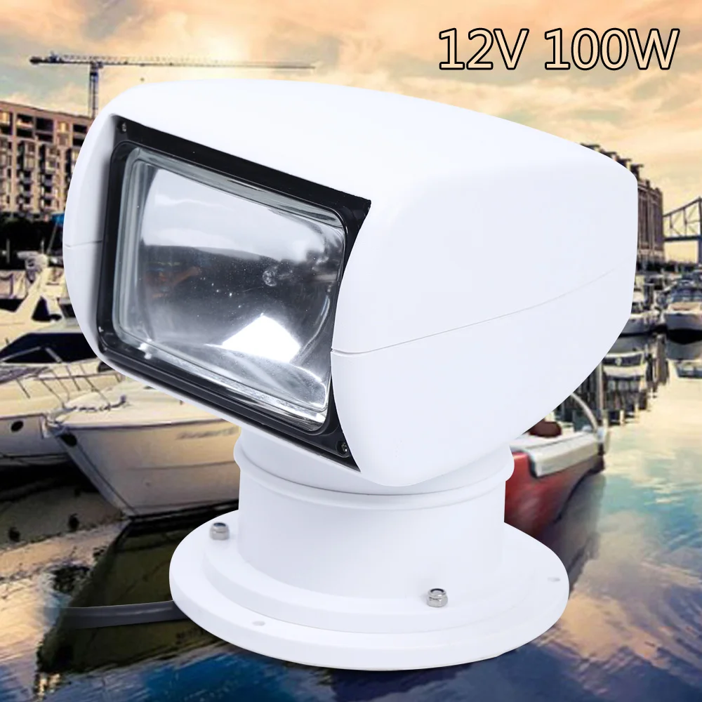 Holofotes de controle remoto de barco, caminhão marinho, holofote remoto, iluminação multi angular e de longo alcance, 12V, lâmpada 100W