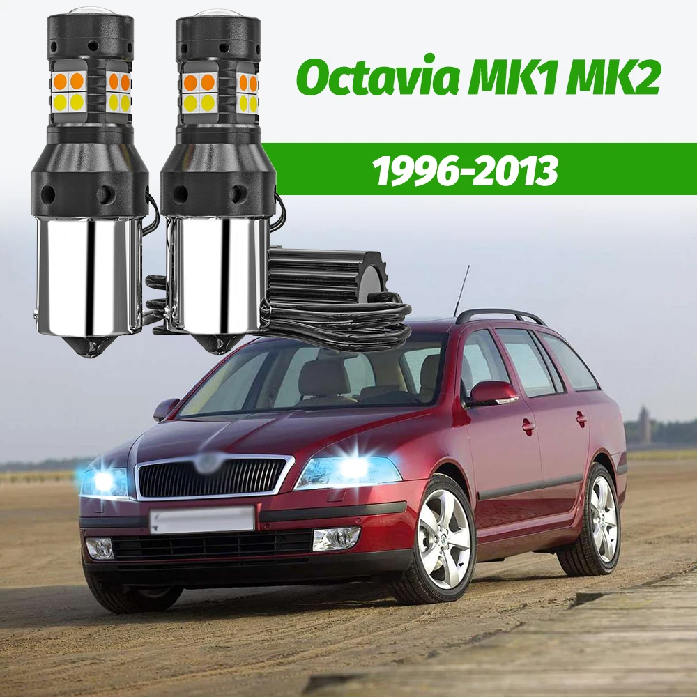 2 stücke Dual Modus Blinker + Tagfahrlicht Zubehör LED DRL Für Skoda Octavia 1 2 MK1 MK2 1996-2013 2004 2005 2011 2012