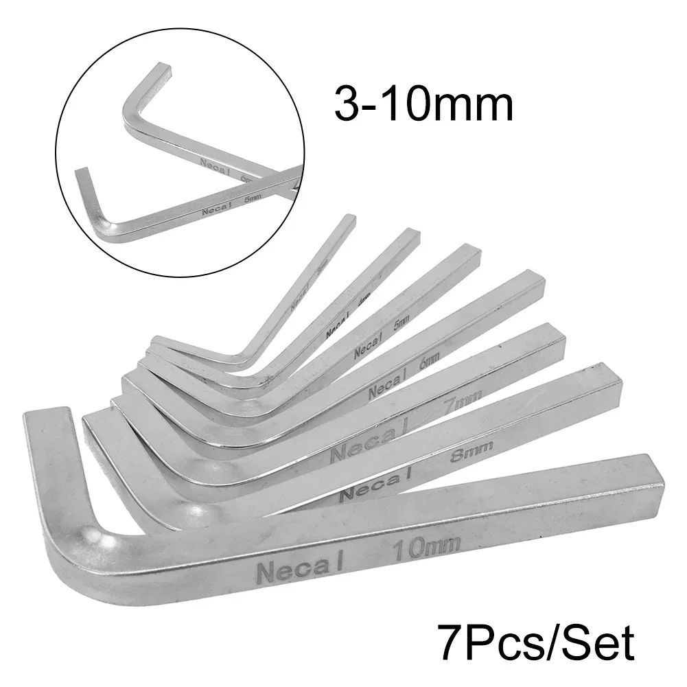 7Pcs L Shape Square Head Wrench Square Key 4 Point Wrench Screwdriver Set 3/4/5/6/7/8/10mm Wrenches For Tightening Square Screws