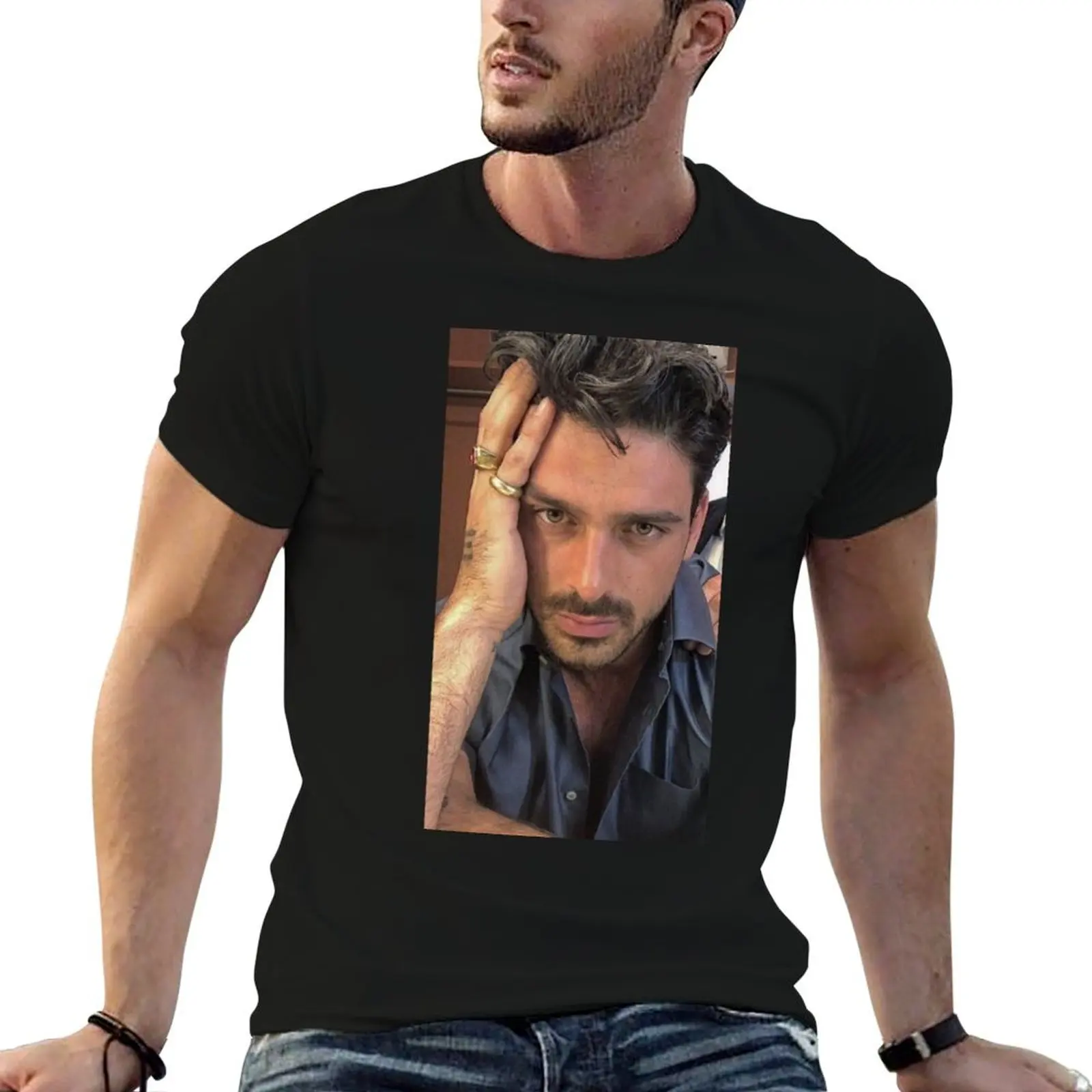 

michele morrone T-Shirt t shirt man cotton t shirts for man pack cotton T-Shirt