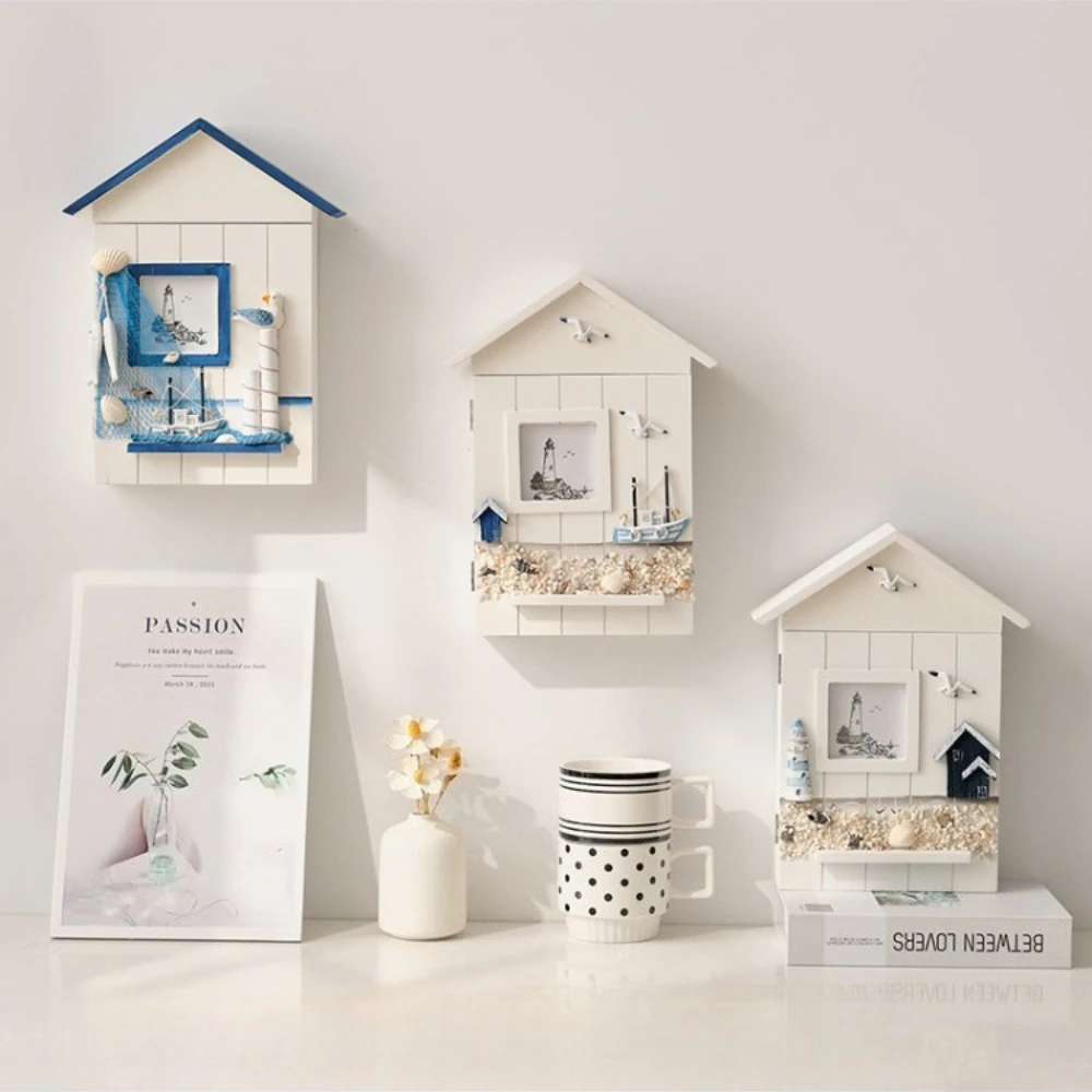 

Creative Decorative Mediterranean Key Box, Key Box Cabinet, Wall-Mounted Seabird Tower Key, House Storage Box