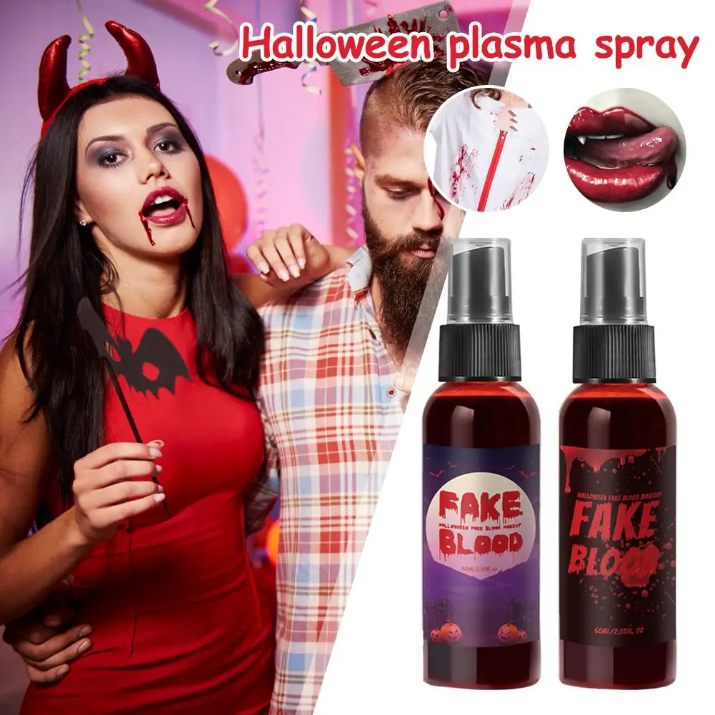 

60ML 2pcs Plasma Spray Liquid Halloween Plasma Spray Realistic Blood Horror Fake Blood Vampire-Blood For Halloween Cosplay L0K7