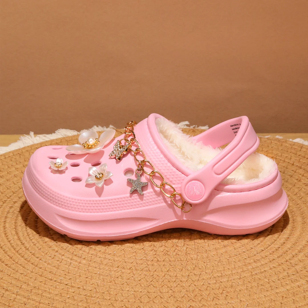 Kinder-Clogs und -Mules mit Fellfutter, leichte Garten-Schuhe mit Baumwollfutter, warme Hausschuhe für Jungen, Mädchen und Kleinkinder, 168. – Detail 11