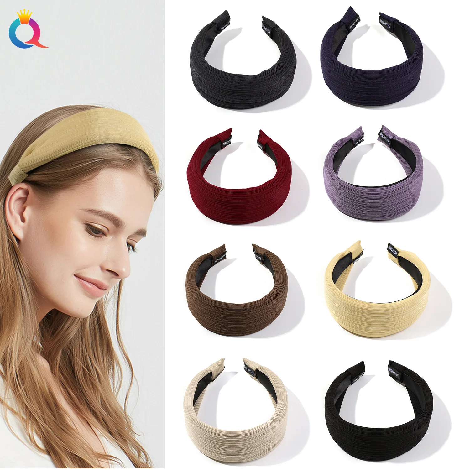 

1pc Wide Knitted Cotton Headband Korean Style High Elastic Non Slip Hair Hoop for Women Sports Yoga Face Washing Wholesale