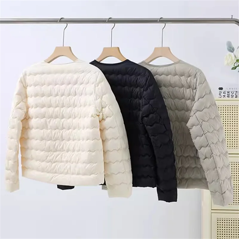 2025 Autumn Winter Ultra Light Thin Down Coat Women White Duck Down Jacket Parkas Ladies Single Breasted Warm Puffer Outwears