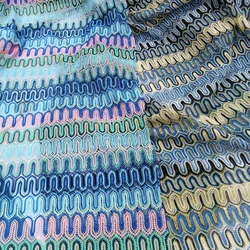 U-shaped Crochet Fabric Dress Colorful Striped Texture Lace Ethnic Style Clothing Handmade DIY Accessories Shawl Fabrics Cloth