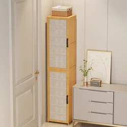 Bamboo Multi-Layer Shoe Cabinet Dustproof Wicker Design Entryway Storage Rack for Narrow Doors Home Organization