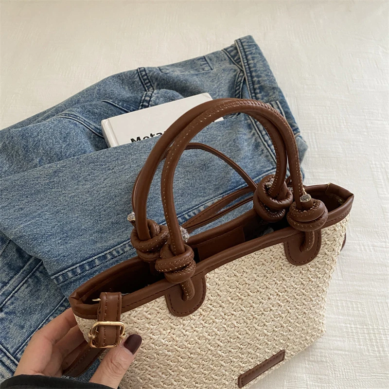 Neue Stroh Gewebte Umhängetaschen Für Frauen Sommer Urlaub Eimer Schulter Taschen Sommer Am Meer Strand Handtaschen – Detail 18