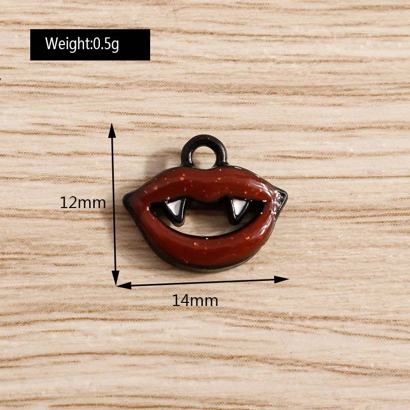 10pcs 14x12mm Cute Enamel Halloween Vampire Teeth Charms for Making Pendants Necklaces Earrings DIY Crafts Jewelry Findings