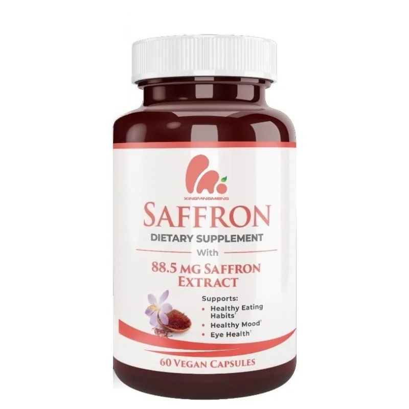 Pure saffron extract supplement, 88.5mg natural saffron, antioxidant support, 60 vegetarian capsules
