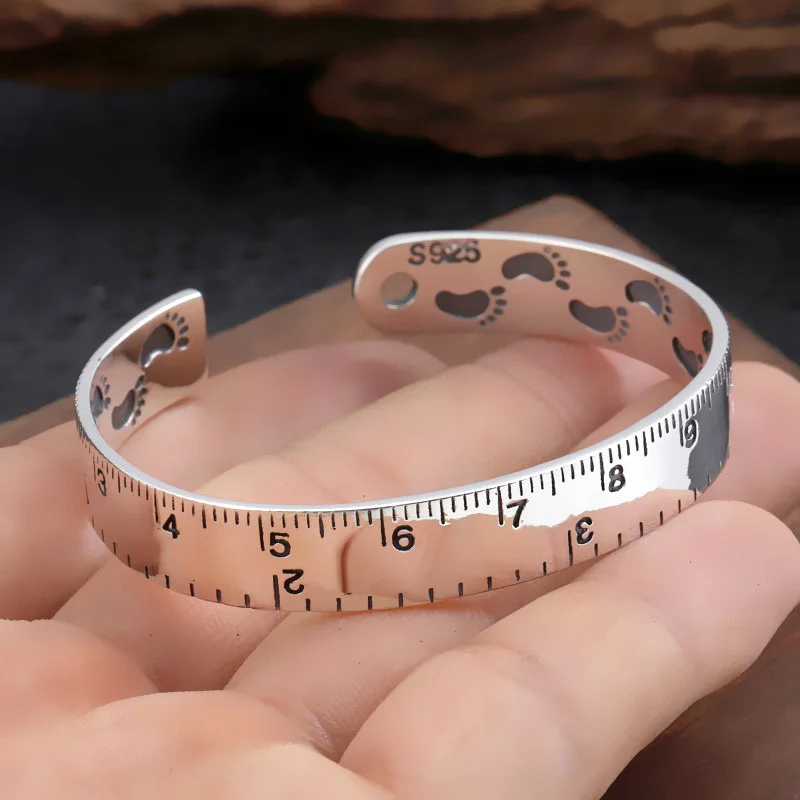100 % massives 925er-Sterlingsilber-Metallarmband für Damen und Herren, Vintage, handgefertigt, einfache Zahlen, Armband, Geburtstagsgeschenk, S-B451