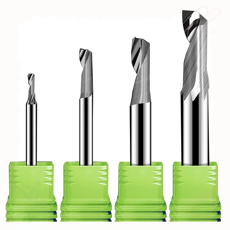 

1 шт. 5A 3,175/4/5/6/8 мм однофлейтовые фрезы для алюминия, инструменты с ЧПУ, твердосплавные алюминиевые композитные панели, деревообработка