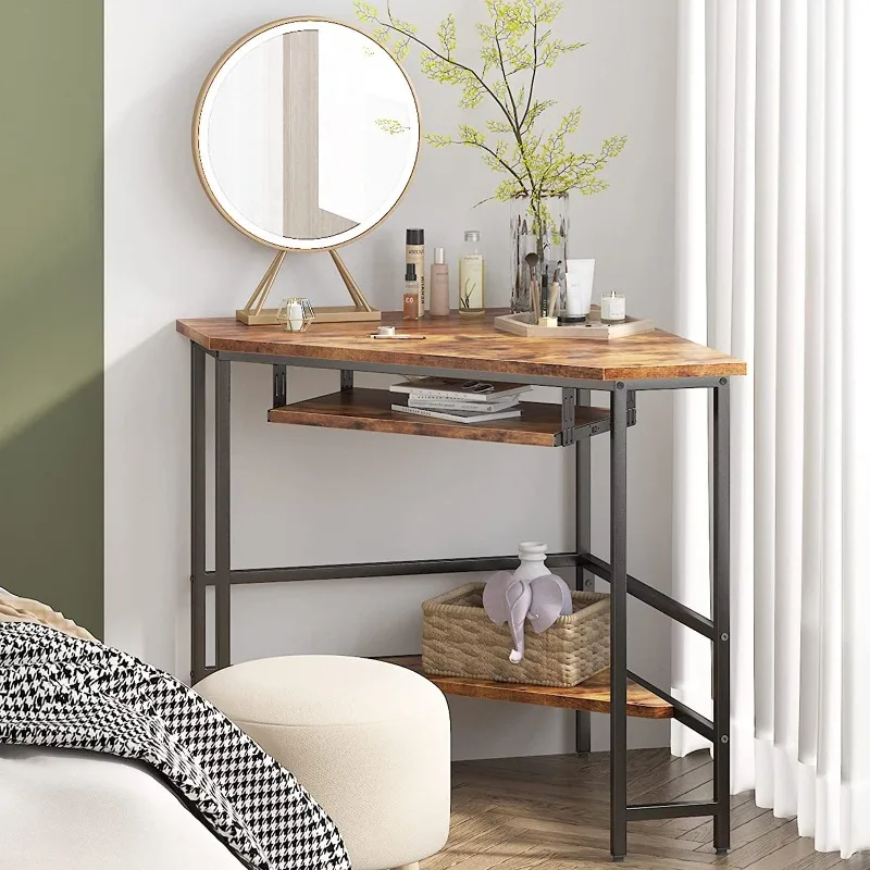 

Computer desk Multi-layer wrought iron non-slip table feet Simple storage Corner computer desk