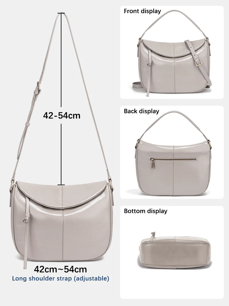 Zency Soft Genuine Leather Hobo Bag Simple Fashion Tassel Handbag For Women Large Crossbody Shoulder Bag For Commuter Shopper