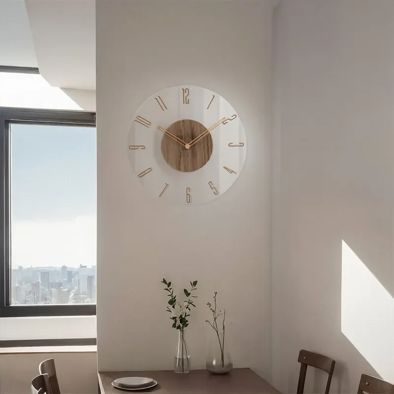 Cross-border Creative Wall Clocks Silent Nordic Simple Transparent Art Tempered Glass Clocks for Living Room