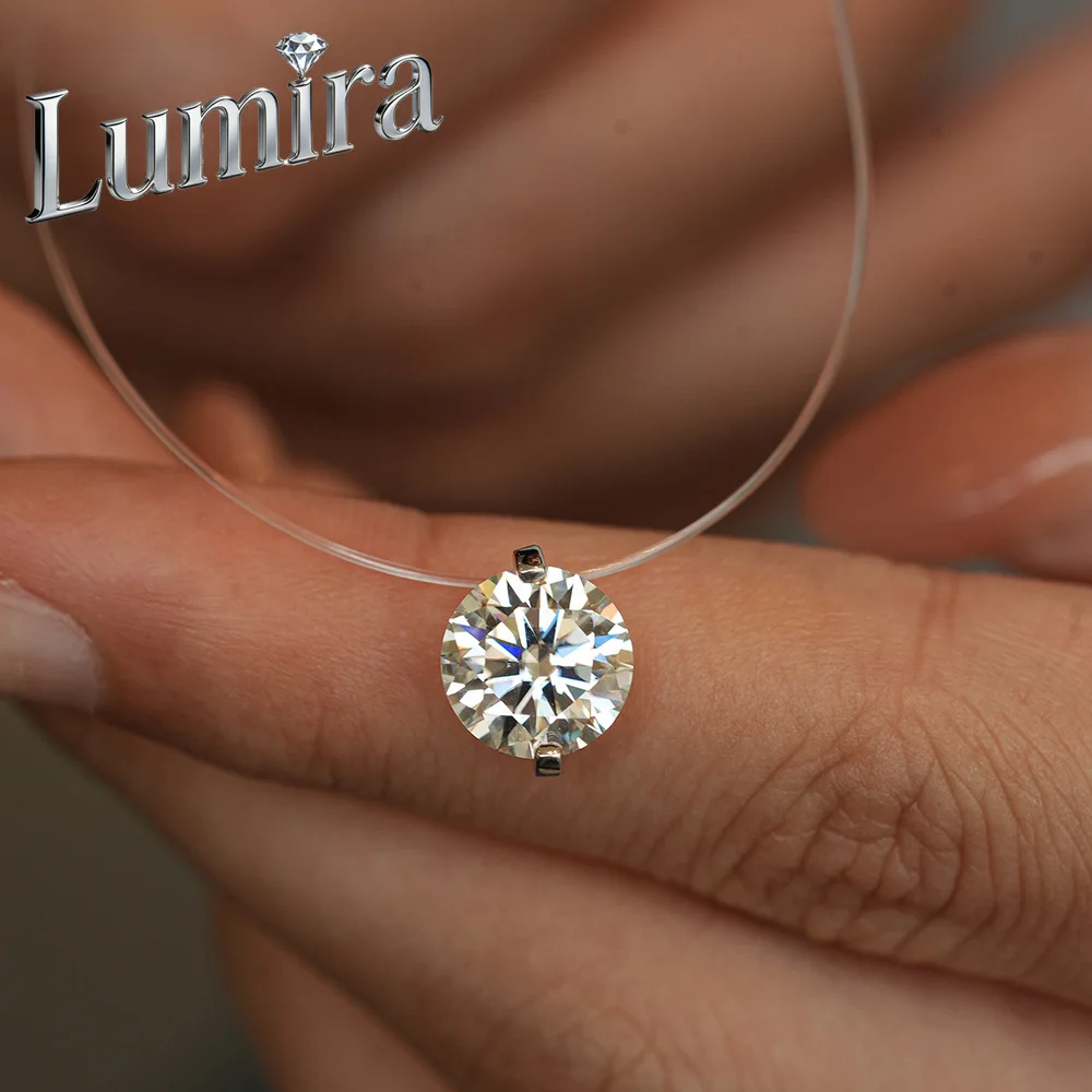 

Lumira Platinum PT950 Creative Clear Fishing Line Pendant Women's Invisible Necklace 1ct Moissanite Fish Tear Collarbone Chain